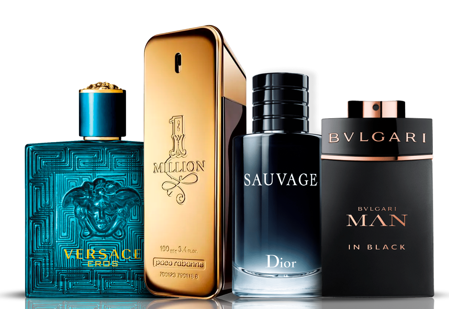 Zestaw 4 perfum | Eros Versace + One Million Paco Rabanne + Bvlgari Man in Black + Sauvage Dior 100 ml